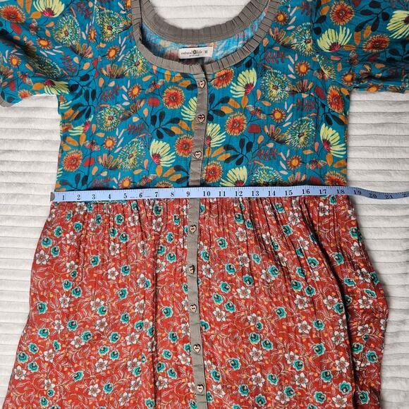 Natural Life Boho Floral Cotton Maxi Dress Women’s M Button Front Tiered Fall - Picture 6 of 9
